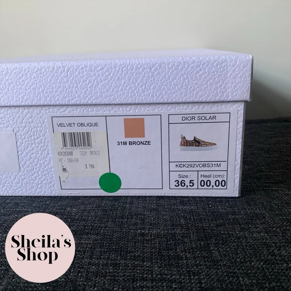 NIB Christian Dior Solar Bronze Velvet Oblique Logo Slip On Sneakers Size 36.5 - Picture 8 of 10